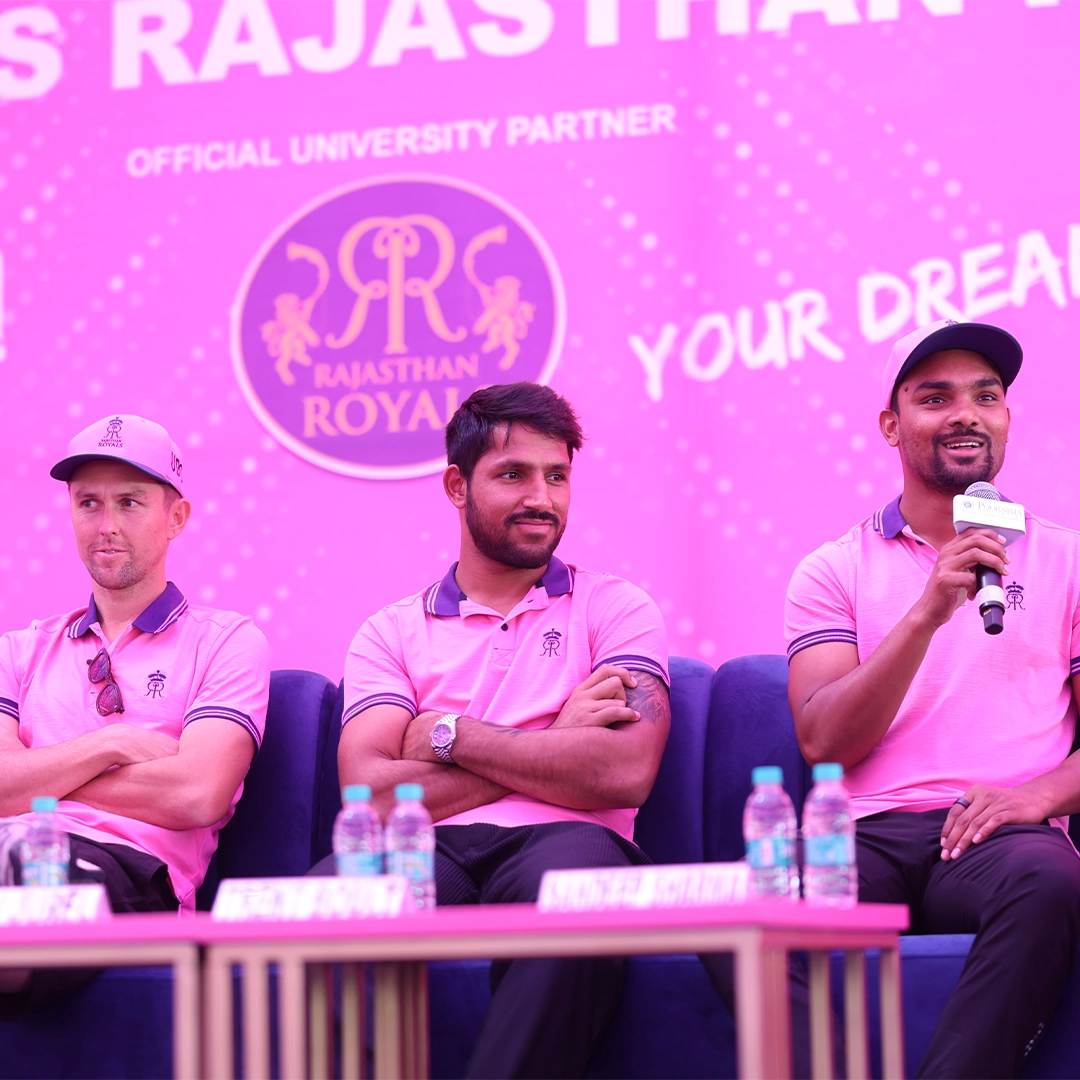 Rajasthan Royals players at Poornima University